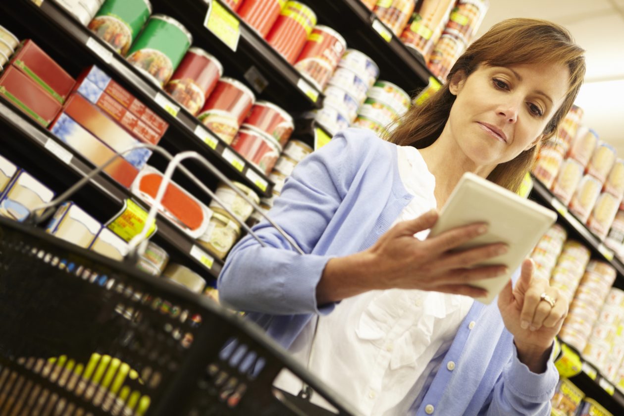 Woman shopping in supermarket