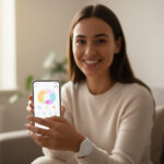 Woman Using Fertility Tracker and Period Monitor