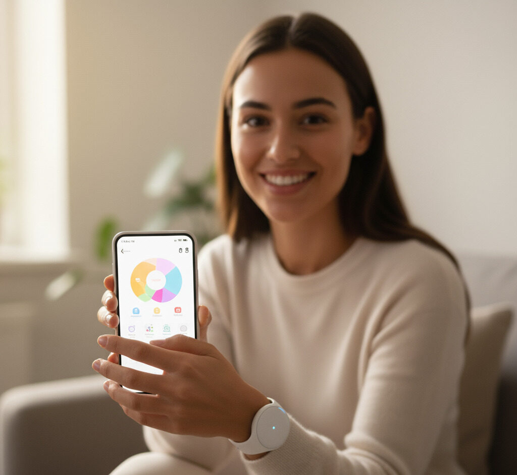 Woman Using Fertility Tracker and Period Monitor