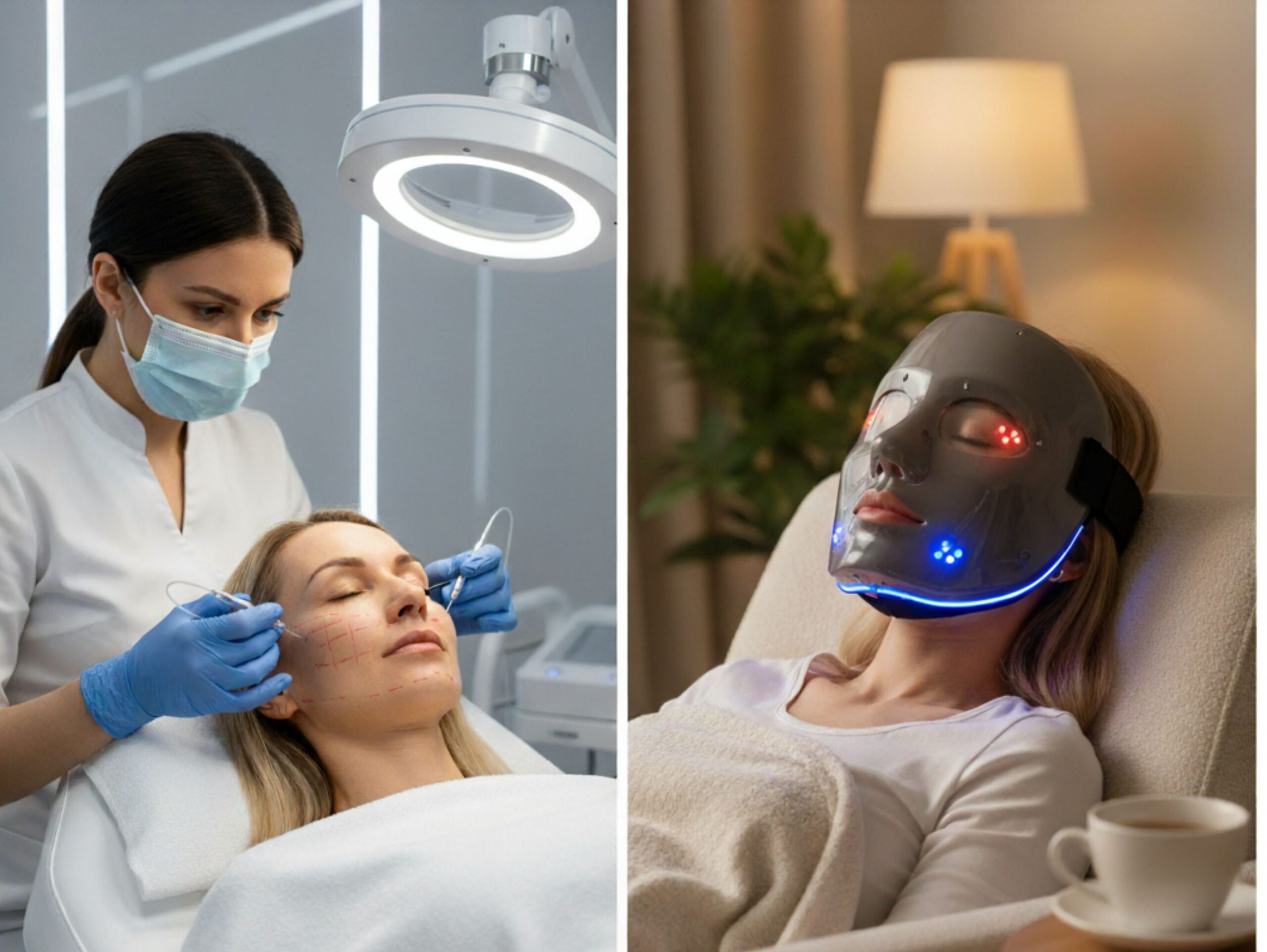 thread lift vs led mask
