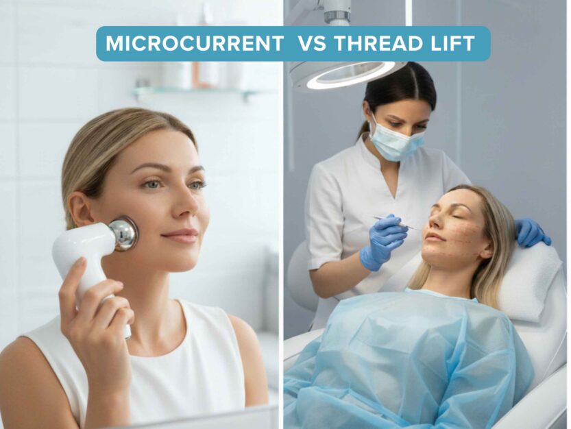 Thread Lift vs At-Home LED & Microcurrent Devices