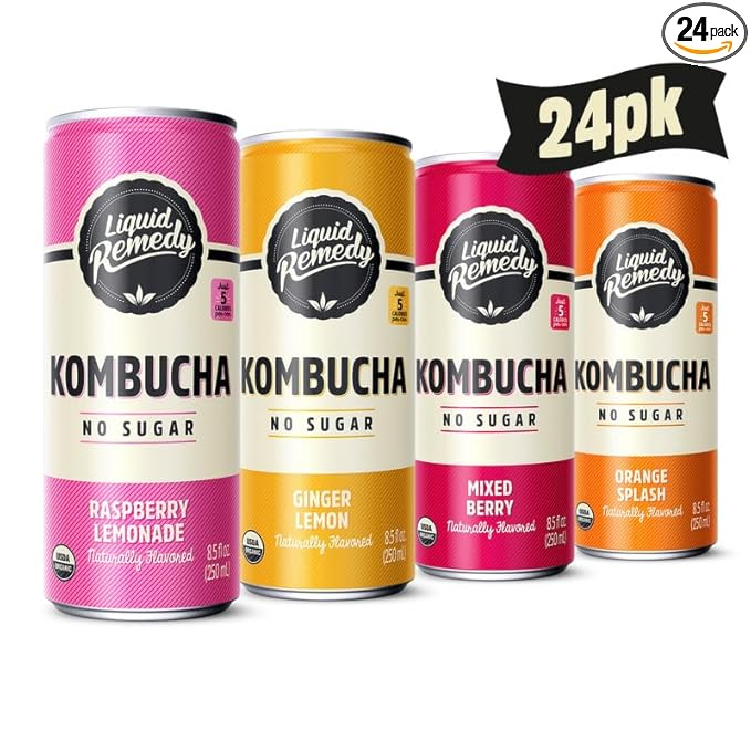 Best Kombucha Probiotic Drinks for Gut Health in 2026 2 Liquid Remedy Kombucha Sugar Free Fan Favorites Variety Pack