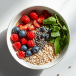 fibermaxxing high fiber breakfast bowl with chia seeds oats and berries