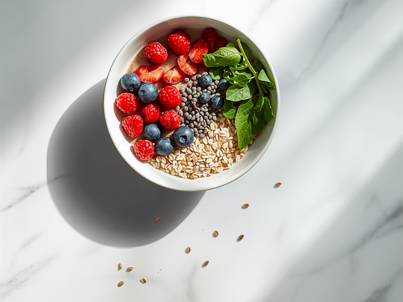 fibermaxxing high fiber breakfast bowl with chia seeds oats and berries